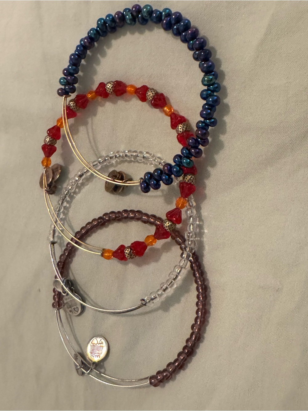 Alex and Ani Multicolor Beaded Stackable Bangle Bracelet Set